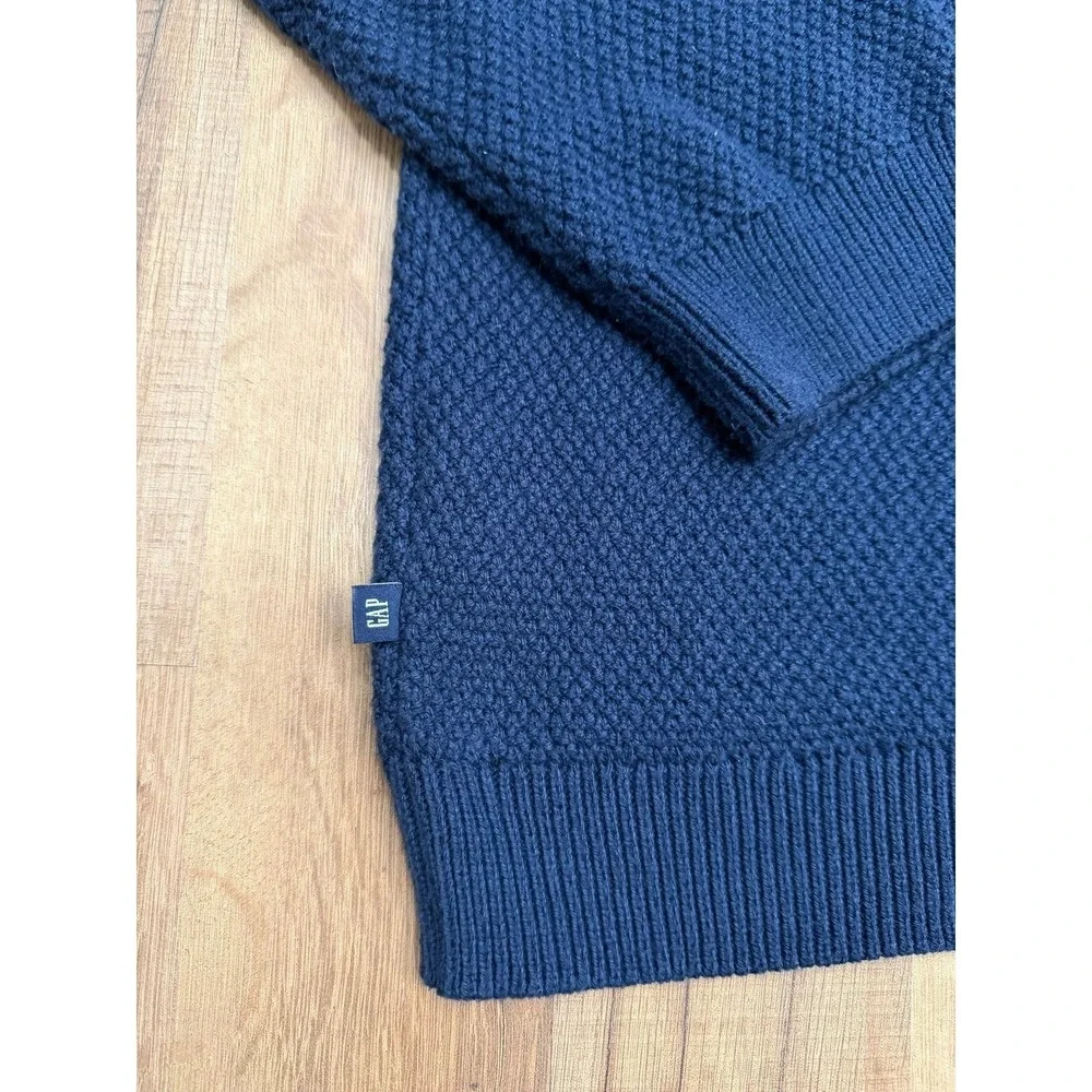 GAP‎ Navy Textured Knit Sweater Crewneck Cotton Blend Size L